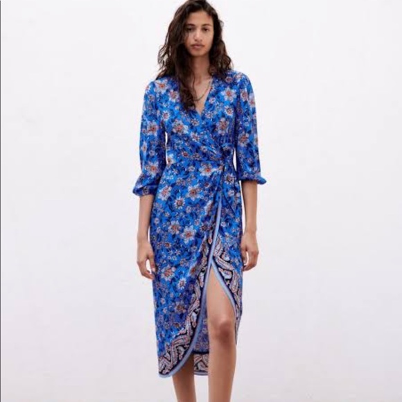 Zara stunning blue floral print dress brand new 🌸🔥 - Picture 4 of 5